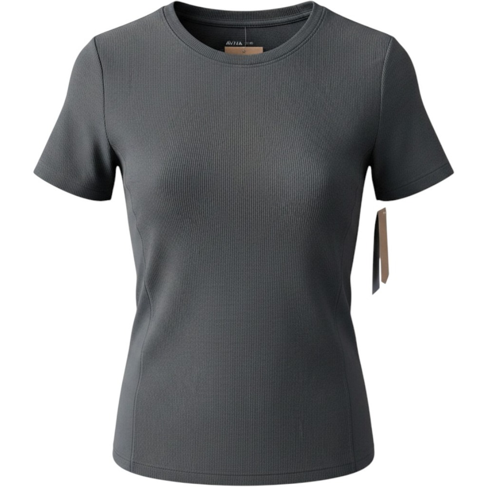Avia Ribbed Seamed Tee Moonstone Gray plus size 2XL 20 Short Sleeve Tencel Modal